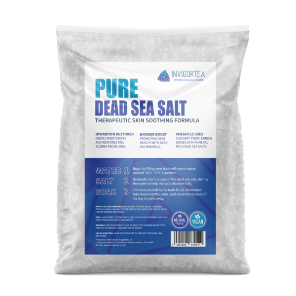 Bag of Dead Sea salts with visible coarse grains.