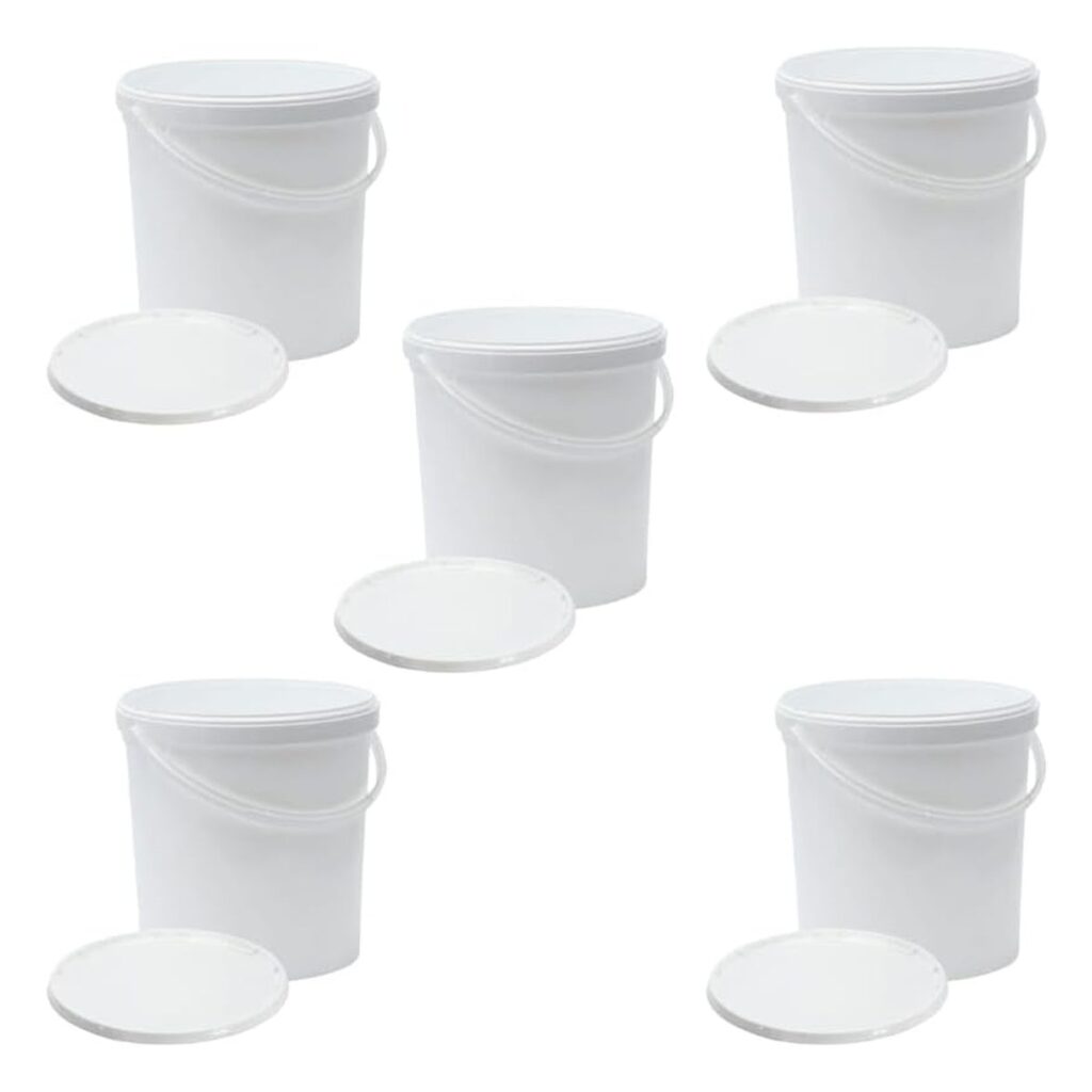 Food Grade Plastic Buckets with Lid & Handle 20L, Pack of 5