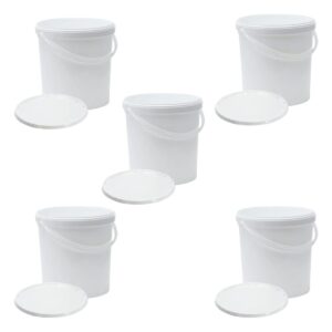 Food Grade Plastic Buckets with Lid & Handle 20L, Pack of 5
