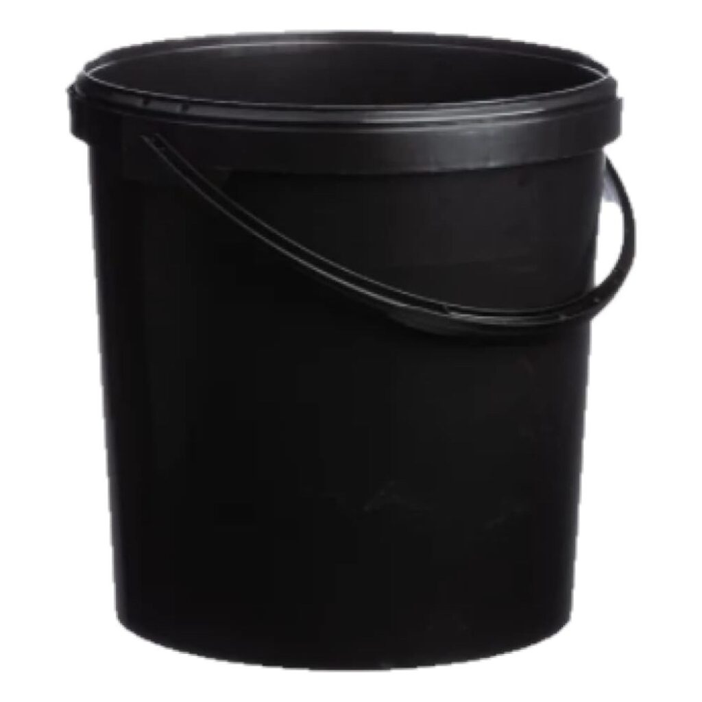 Black Plastic Buckets with Lids & Handle