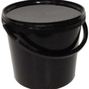 Black 10 x 5 L, LTR, Litre Plastic Buckets with Lids