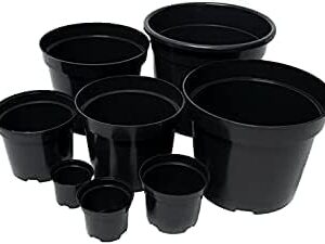 UK GROW Black round Plastic Plant Pot Flower Pots 1 2 3.5 10 15 25 30 Litre Various pack sizes 1-100