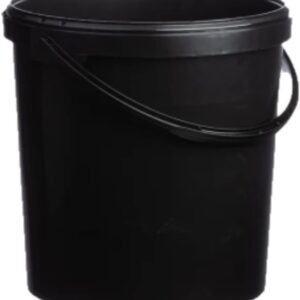 10 X 20 Litre Black Plastic Buckets with LIDS and Plastic Handle, Hard Wearing Bucket