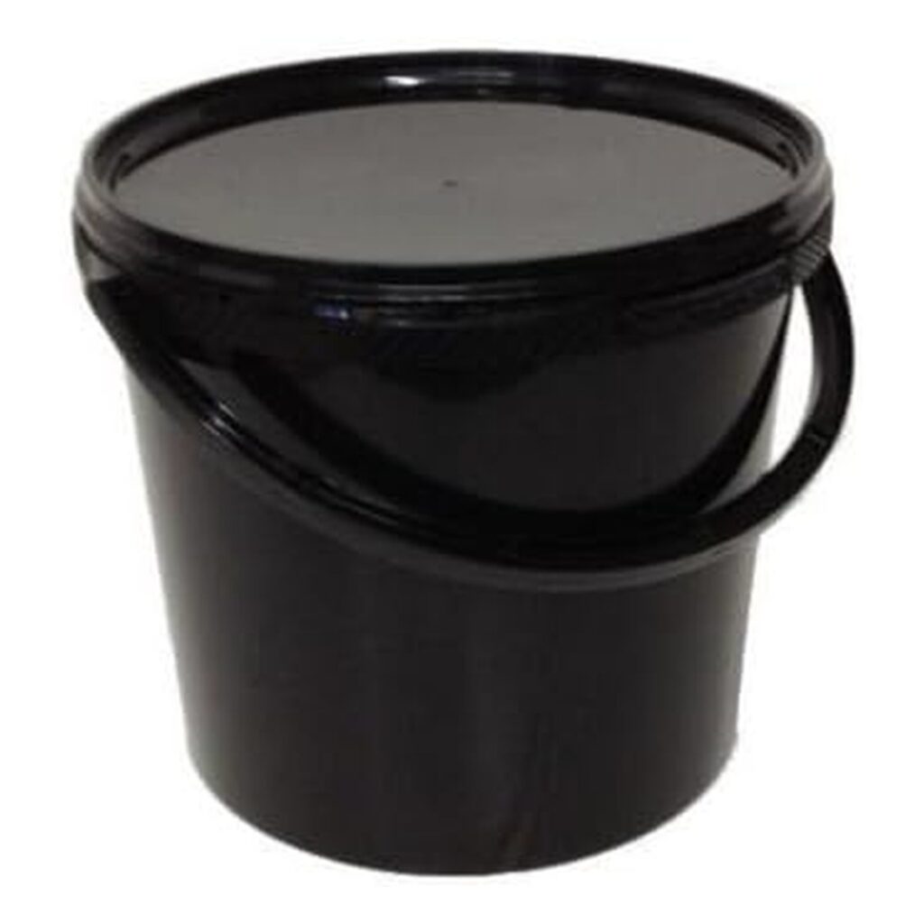 Black Plastic Buckets with Lids