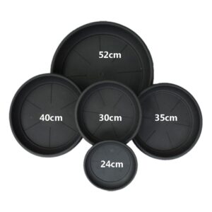 Round Black Plastic Saucers 40cm, Pack of 10