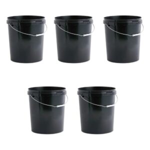 Invopak Black Food Grade Buckets, Wire Handle 25L, Pack of 5