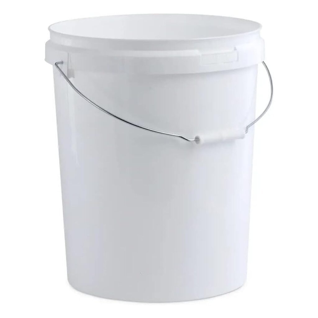 Invopak White Round Buckets with Metal Handle 25L, Pack of 5