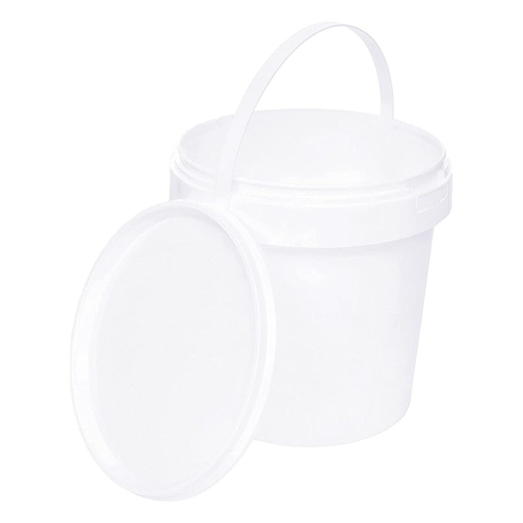 White Food-Safe Buckets with Lid 1L, Pack of 20
