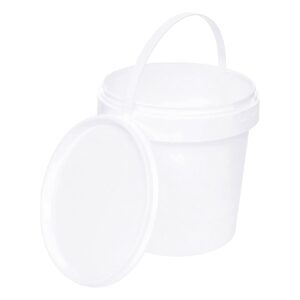 White Food-Safe Buckets with Lid 1L, Pack of 20