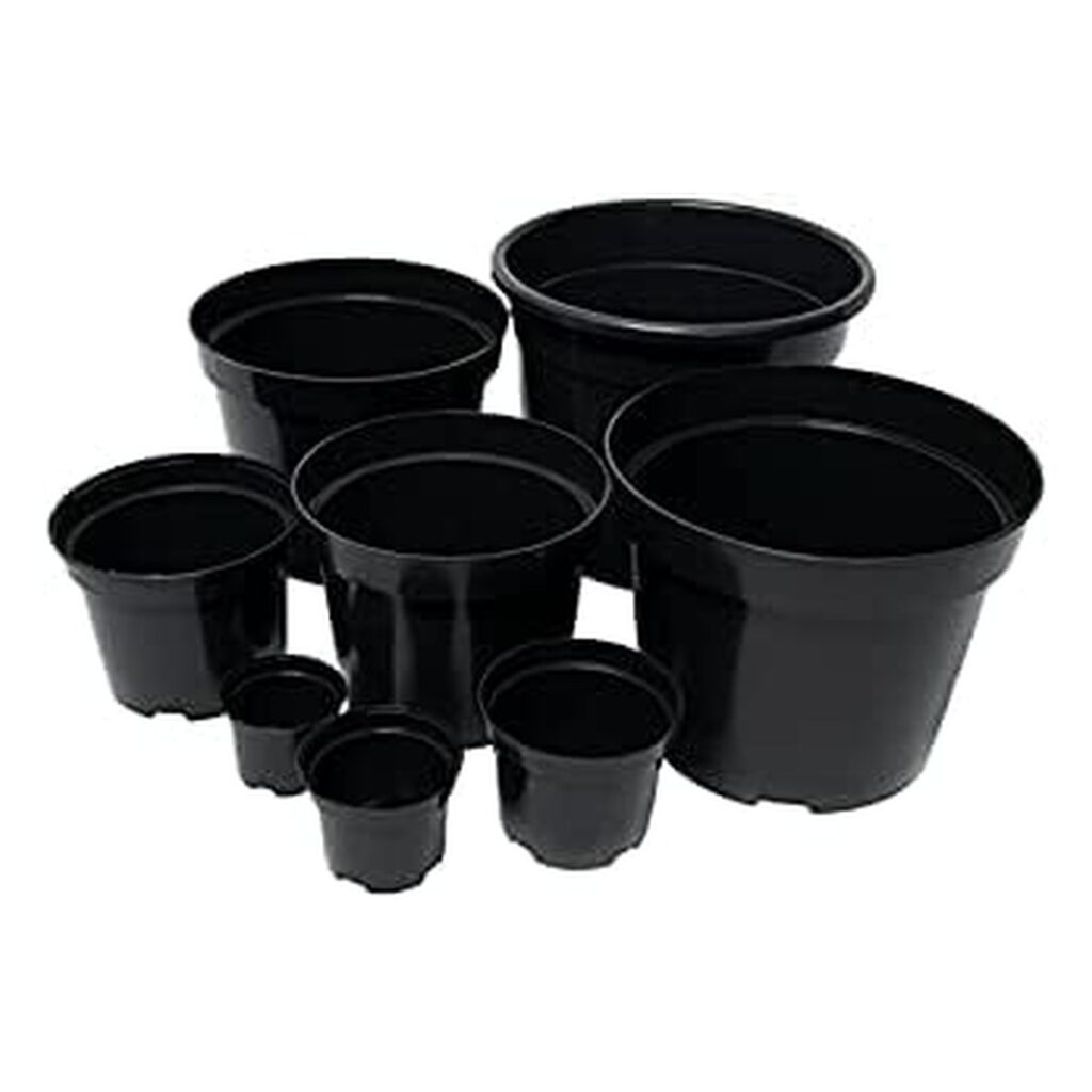 UK Grow Black Round Plastic Plant Pots, Various Pack Sizes