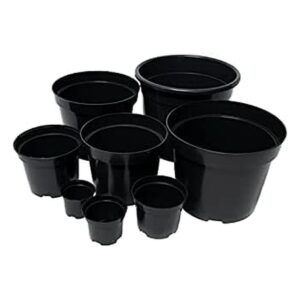 UK Grow Black Round Plastic Plant Pots, Various Pack Sizes