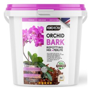 UK Grow Orchid Repotting Bark Mix with Perlite Bucket