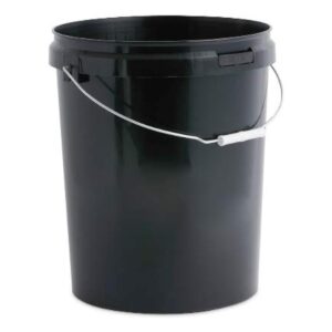 Black Plastic Bucket with Lid & Metal Handle 25L